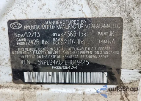 2014 Hyundai Sonata Gls z USA, uszkodzony, nr VIN 5NPEB4AC4EH849445